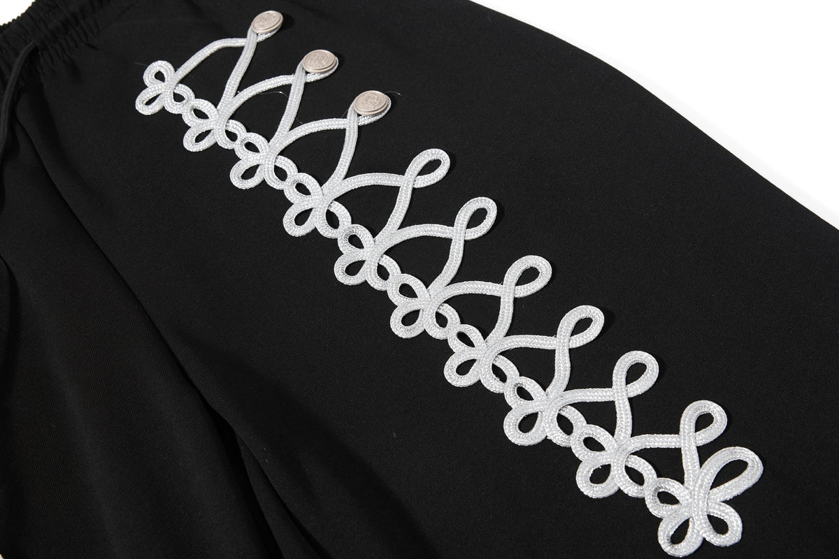 OREETA BRAIDED LOOP SWEATPANTS; Black; design detail