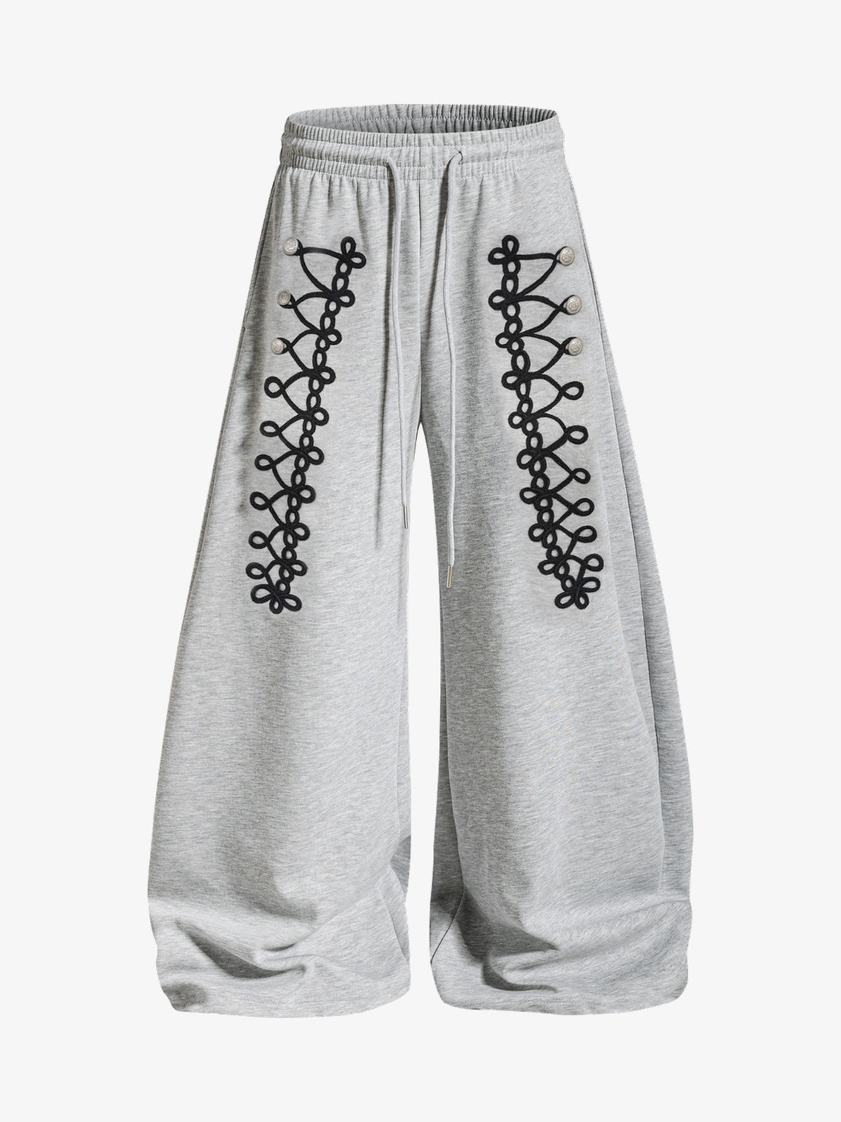 OREETA BRAIDED LOOP SWEATPANTS; Gray; front view
