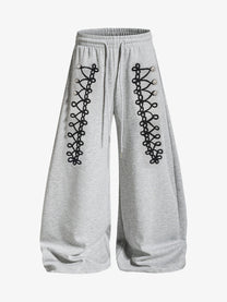 OREETA BRAIDED LOOP SWEATPANTS; Gray; front view