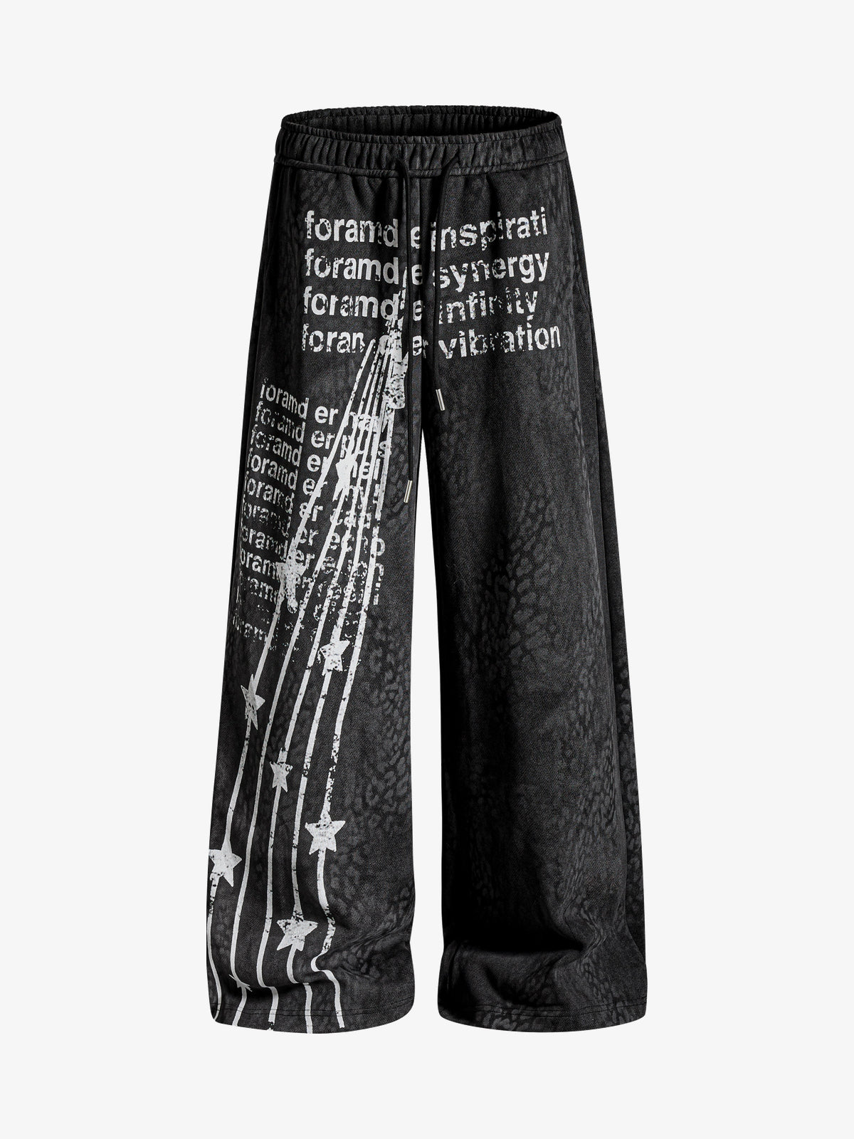 OREETA SKETCH PRINT WIDE LEG PANTS; Black; front view