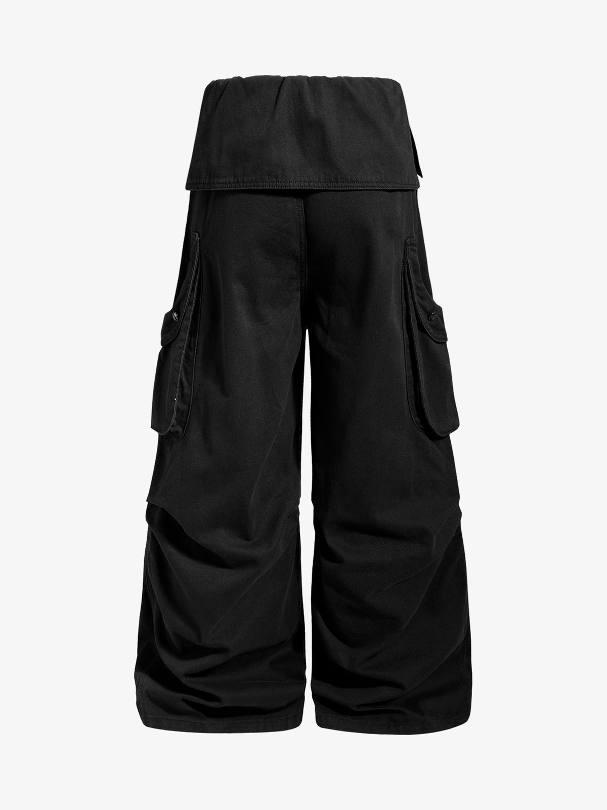 OREETA BRAIDED WAIST CARGO PANTS; Black; back view