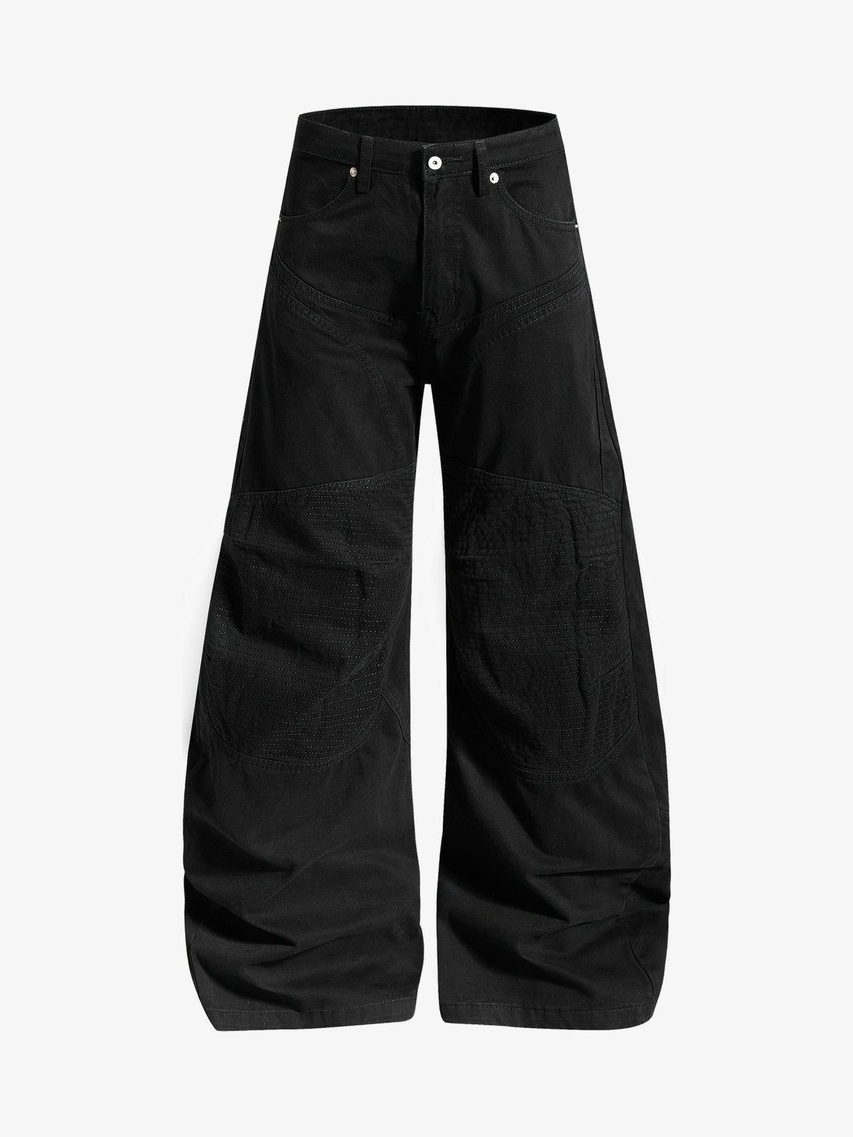 OREETA CURVED PANEL SEAM PANTS; Black; front view