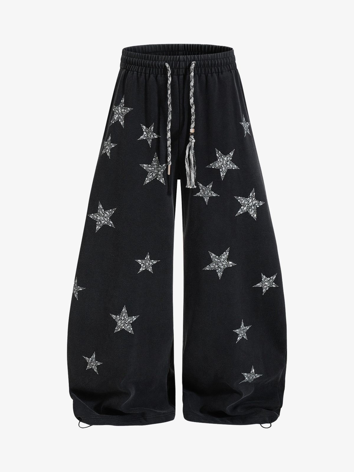 OREETA STAR GRAPHIC WIDE LEG PANTS; Black; front view