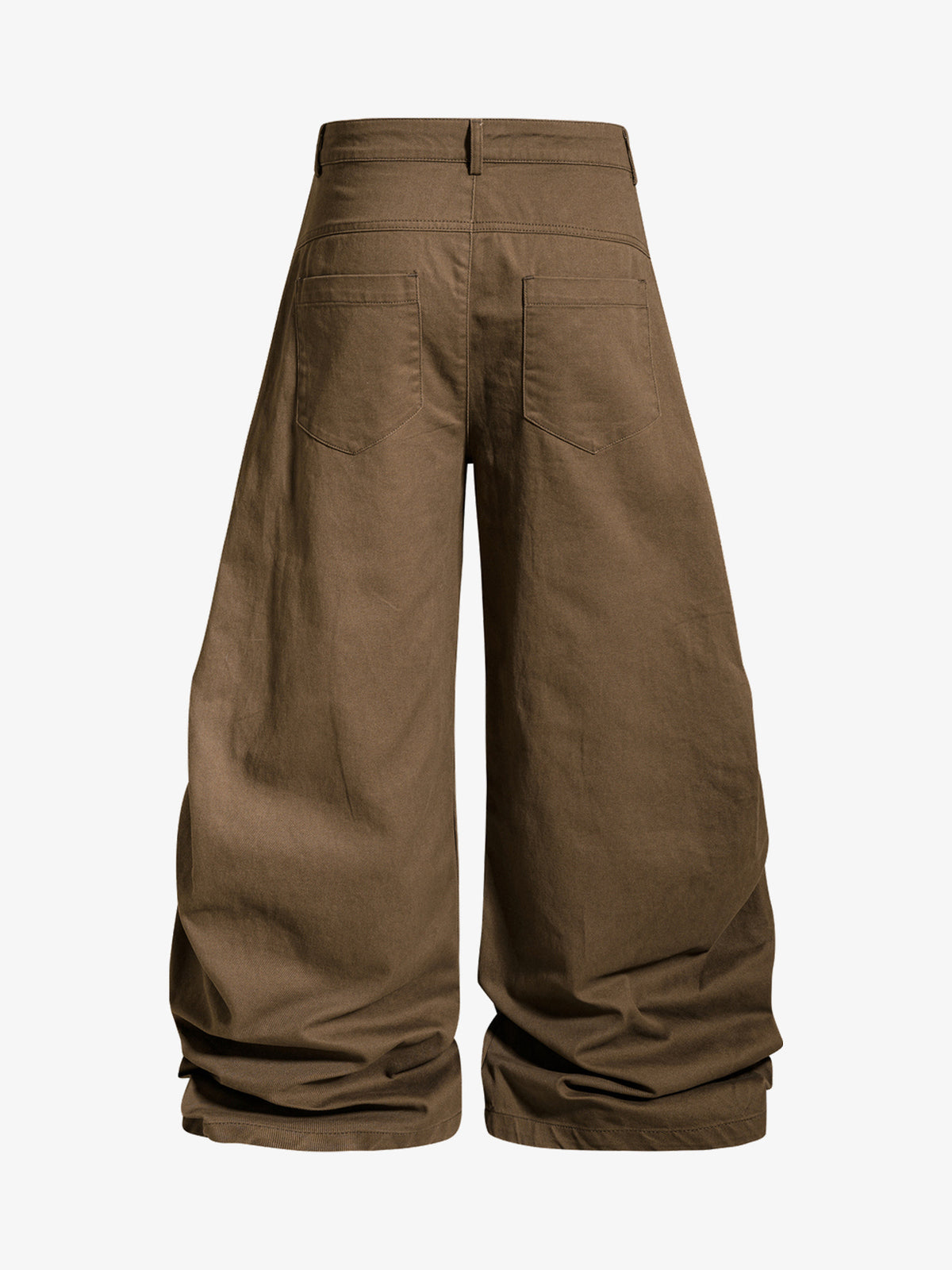 OREETA GOTHIC BUCKLE WIDE LEG PANTS; Brown; back view
