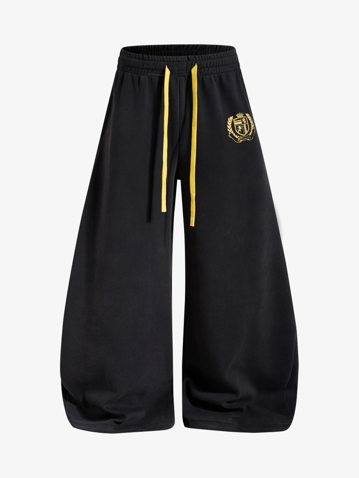 OREETA LAUREL CREST GRAPHIC TRACK PANTS; Black; front view