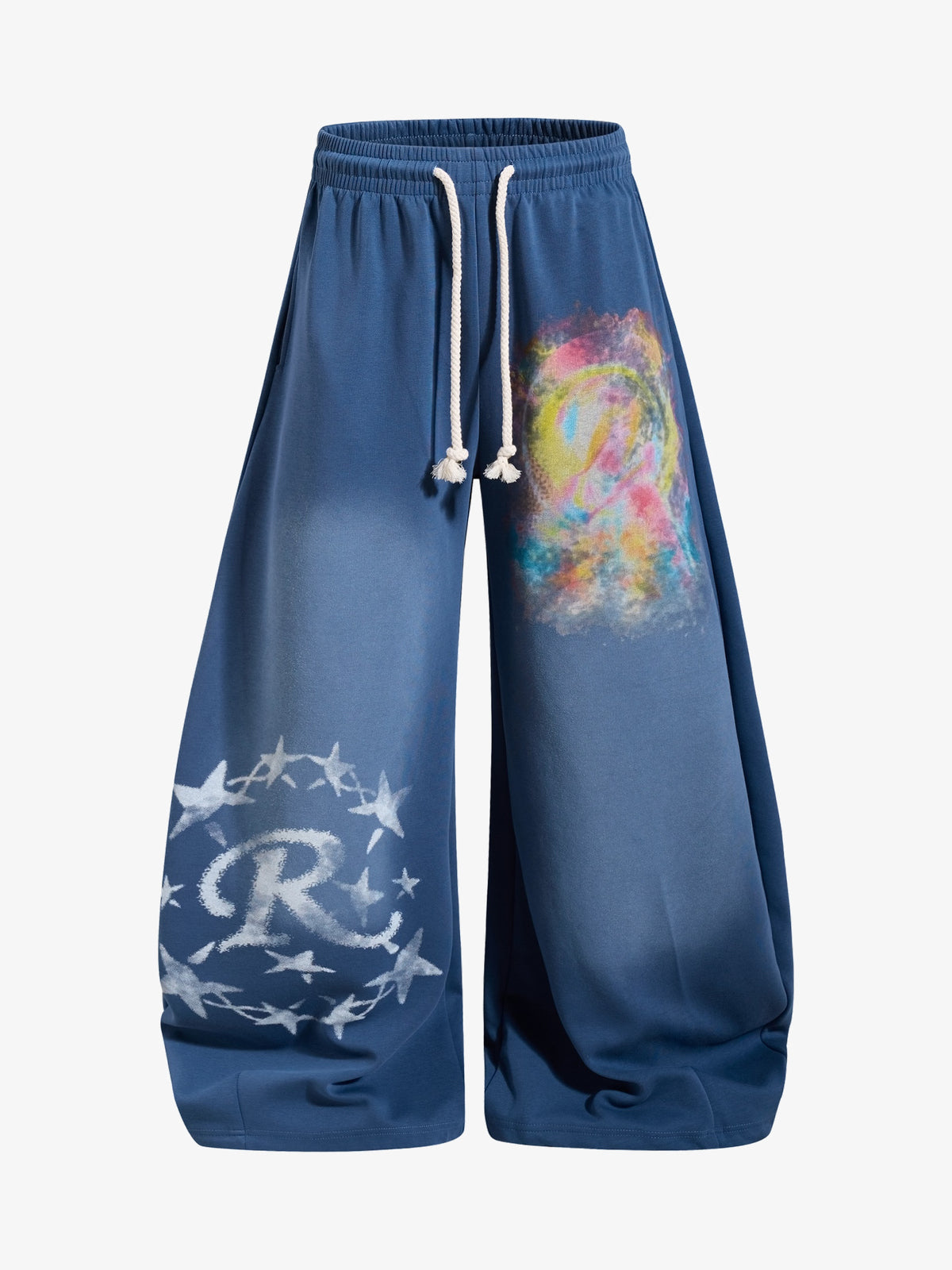 OREETA GRADIENT GRAPHIC WIDE SWEATPANTS; Blue; front view