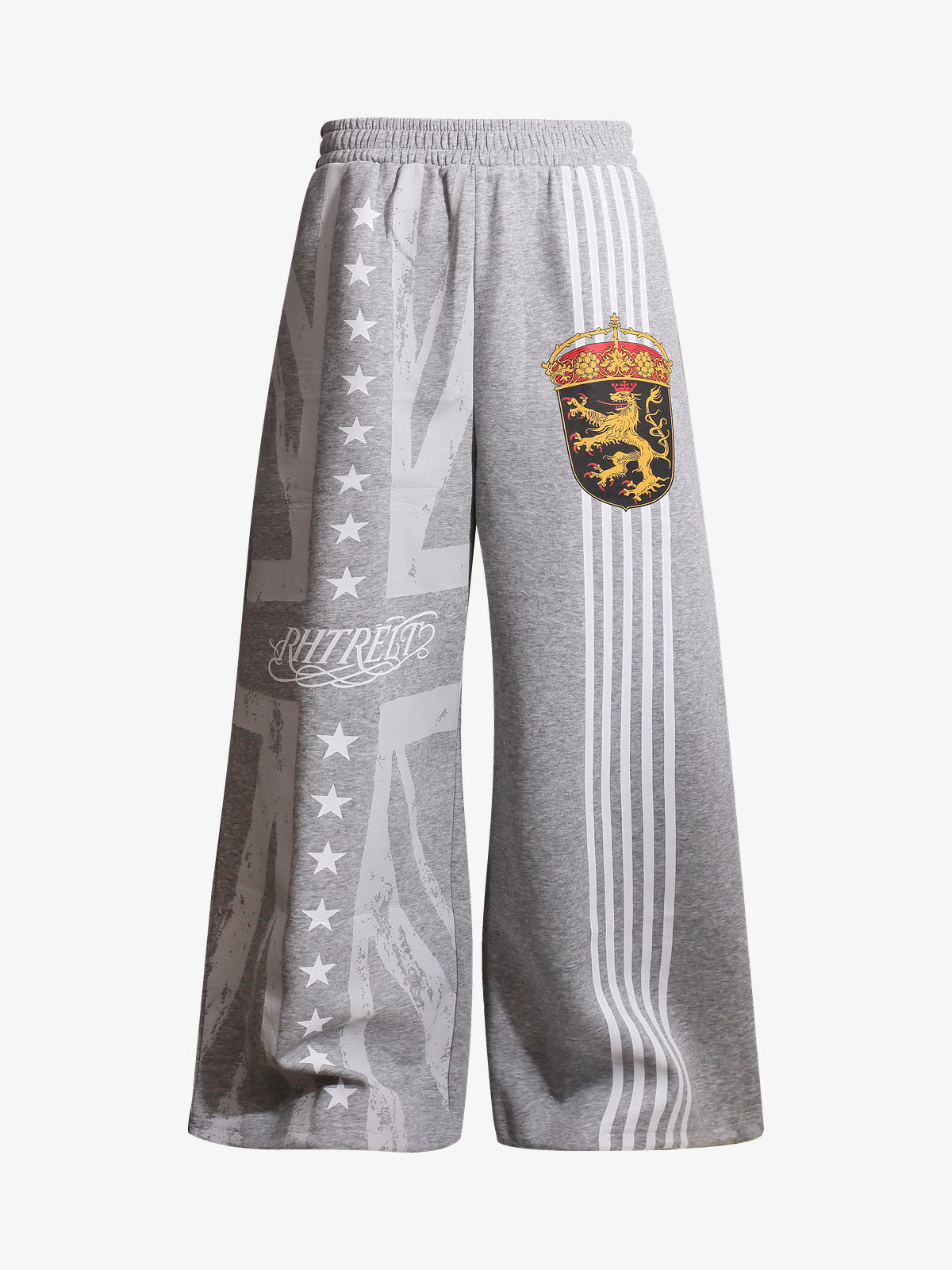 REHTRELT RACING CREST STRIPE SWEATPANTS; Heather Gray; front view