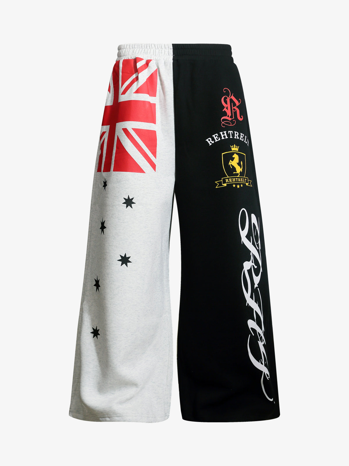 REHTRELT FLAG PATCH GRAPHIC SWEATPANTS; Light Gray+Black; front view