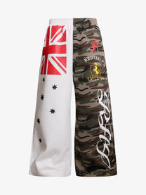 REHTRELT FLAG PATCH GRAPHIC SWEATPANTS; Light Gray+Camouflage; front view