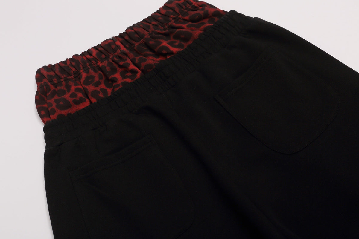 REHTRELT LEOPARD WAIST SCRIPT SWEATPANTS; Black; design detail