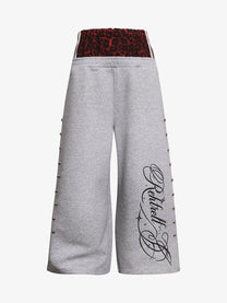 REHTRELT LEOPARD WAIST SCRIPT SWEATPANTS; Gray; front view