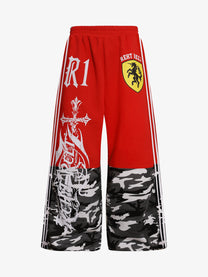 REHTRELT HORSE CREST GRAPHIC SWEATPANTS; Red; front view