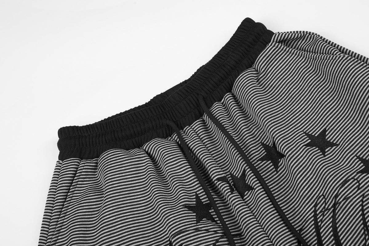 RVNTENG STAR STRIPE CARGO PANTS; Black; design detail