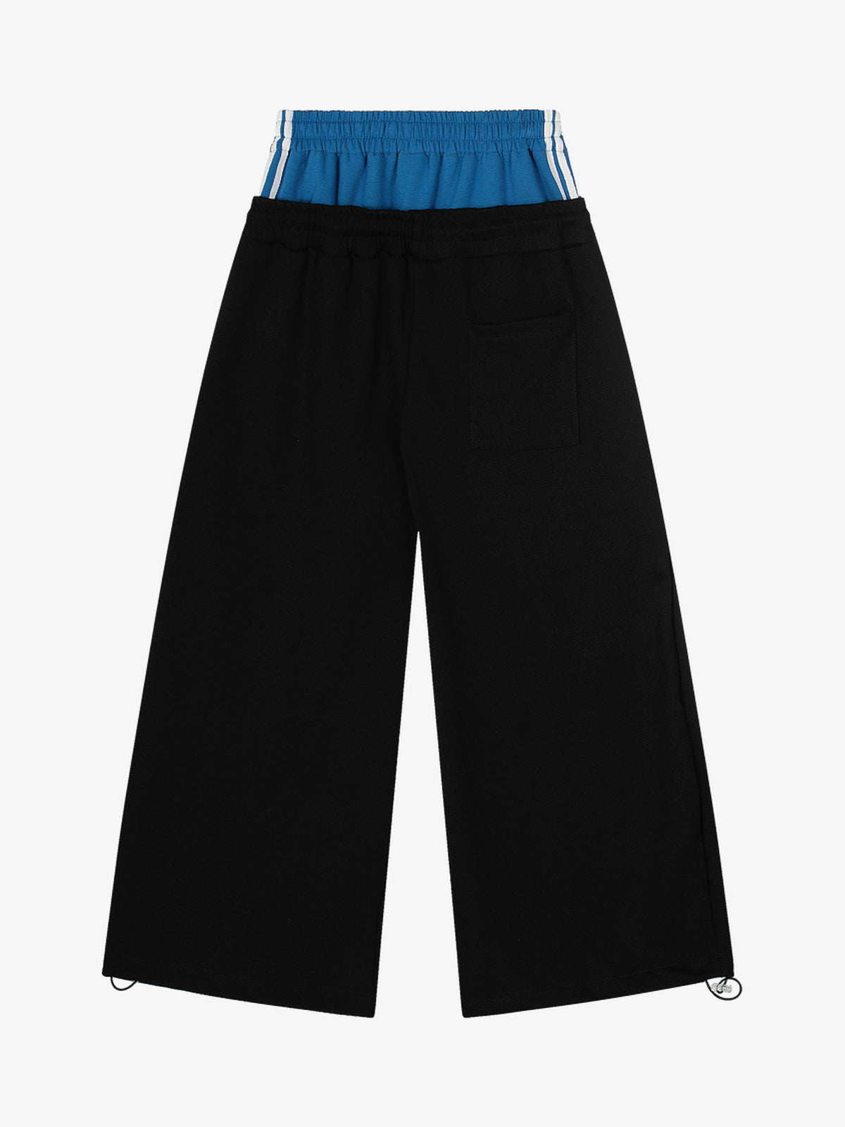 SEVEERS LAYERED WAIST DRAWSTRING SWEATPANTS; Black; back view