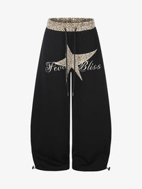 SEVEERS STAR SCRIPT GRAPHIC SWEATPANTS; Black; front view