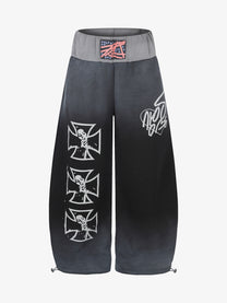 SEVEERS GRADIENT CROSS GRAPHIC SWEATPANTS; Black; front view