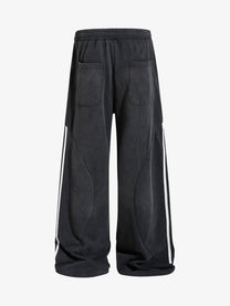 SKATE PARK NUMBER 08 SIDE STRIPE PANTS; Black; back view