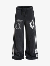 SKATE PARK NUMBER 08 SIDE STRIPE PANTS; Black; front view