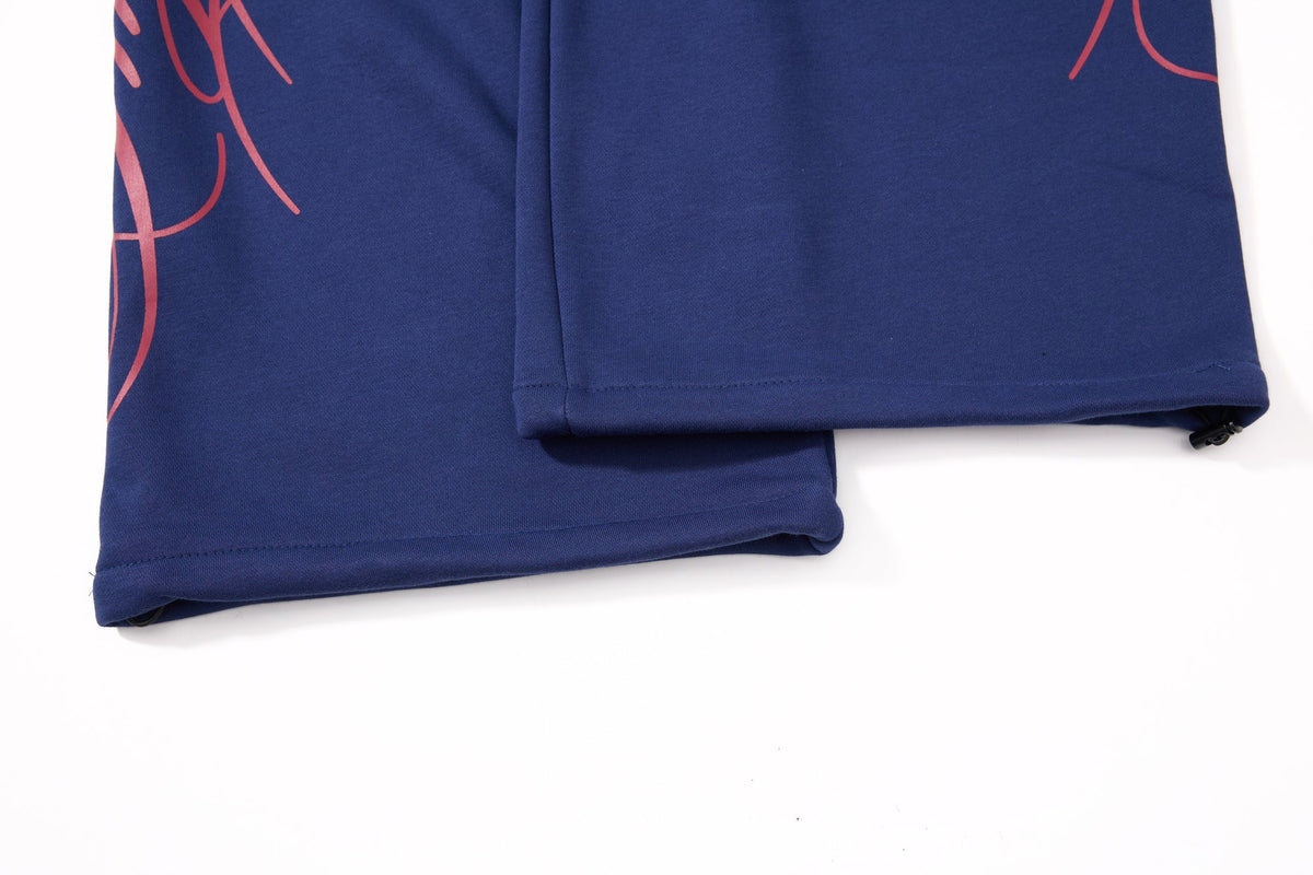 SKATE PARK CAMO DRAWSTRING BAGGY SWEATPANTS; Blue; garment construction detail