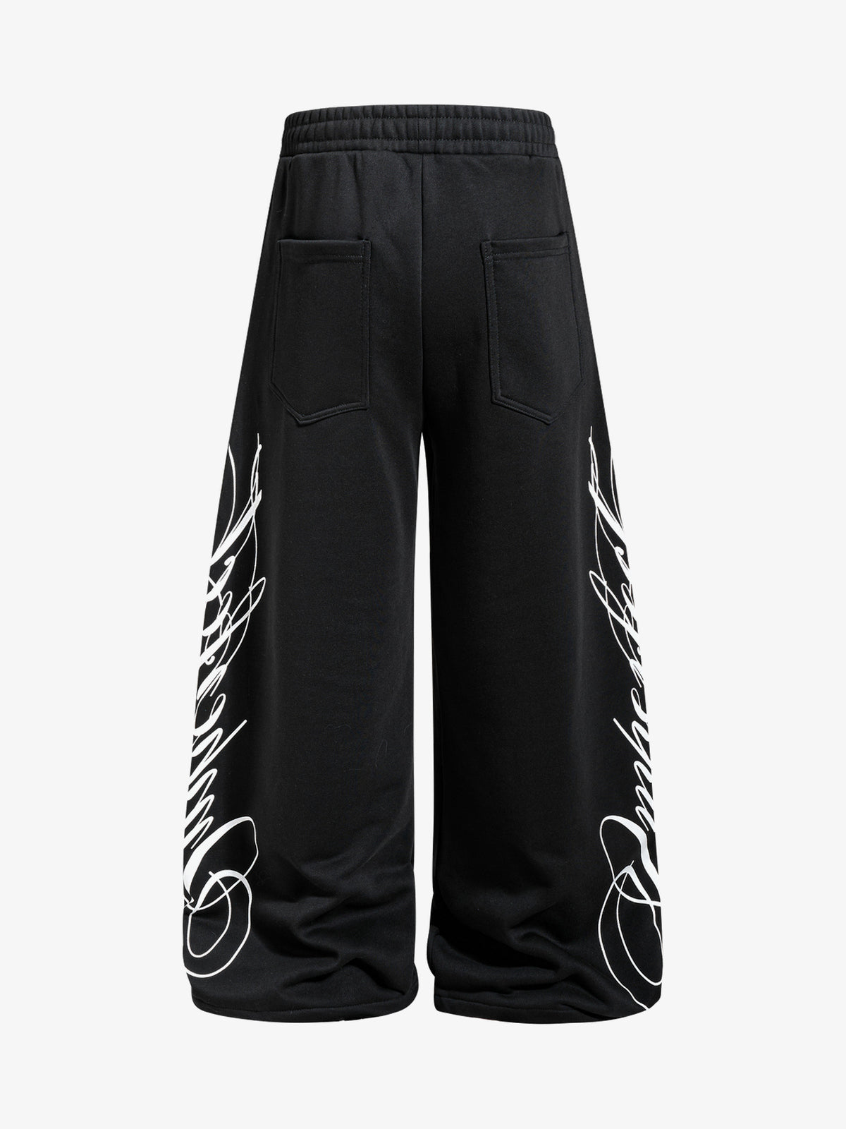 SKATE PARK CAMO DRAWSTRING BAGGY SWEATPANTS; Black; back view