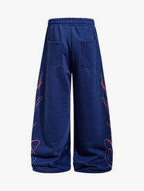 SKATE PARK CAMO DRAWSTRING BAGGY SWEATPANTS; Blue; back view