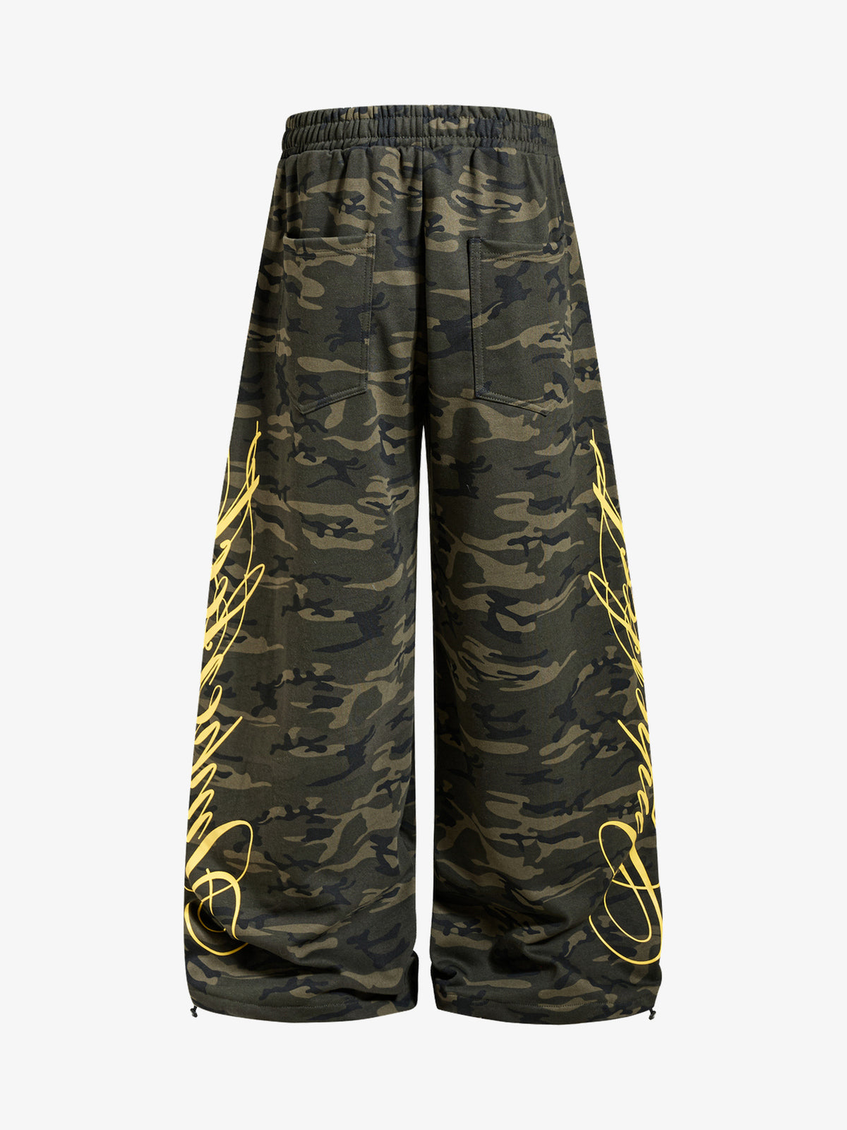 SKATE PARK CAMO DRAWSTRING BAGGY SWEATPANTS; Camo; back view