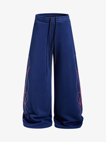 SKATE PARK CAMO DRAWSTRING BAGGY SWEATPANTS; Blue; front view