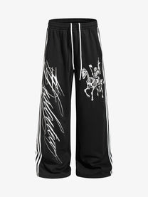 SKATE PARK UNDEAD KNIGHT WIDE LEG SWEATPANTS; Black; front view