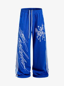 SKATE PARK UNDEAD KNIGHT WIDE LEG SWEATPANTS; Blue; front view