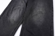 SMK MADE STUDDED WASHED WIDE LEG PANTS; Black; garment construction detail