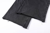 SMK MADE STUDDED WASHED WIDE LEG PANTS; Black; garment construction detail