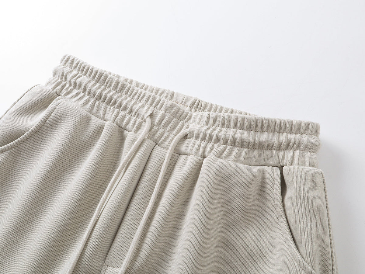 SMK MADE THORN PRINT BAGGY BARREL SWEATPANTS; Beige; garment construction detail