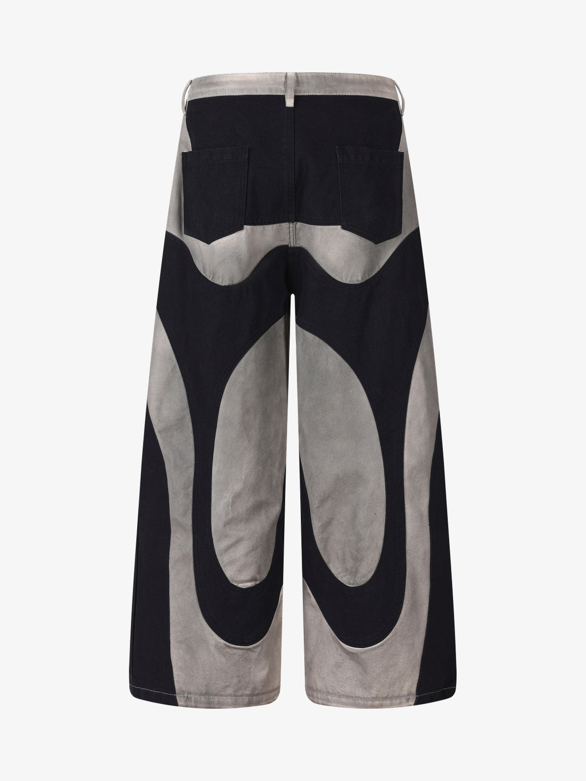 SMK MADE ABSTRACT STAR PANEL PANTS; Black; back view