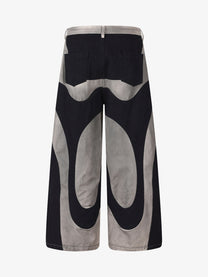 SMK MADE ABSTRACT STAR PANEL PANTS; Black; back view