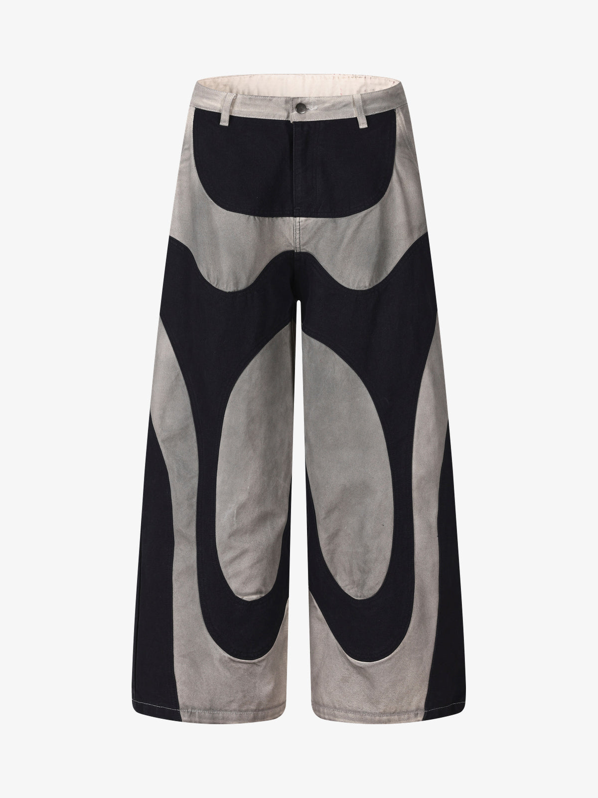 SMK MADE ABSTRACT STAR PANEL PANTS; Black; front view