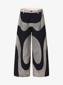 SMK MADE ABSTRACT STAR PANEL PANTS; Black; front view