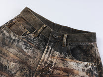 VLEX OFFICIAL ABSTRACT POSTER PRINT PANTS; Brown; garment construction detail