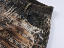 VLEX OFFICIAL ABSTRACT POSTER PRINT PANTS; Brown; design detail