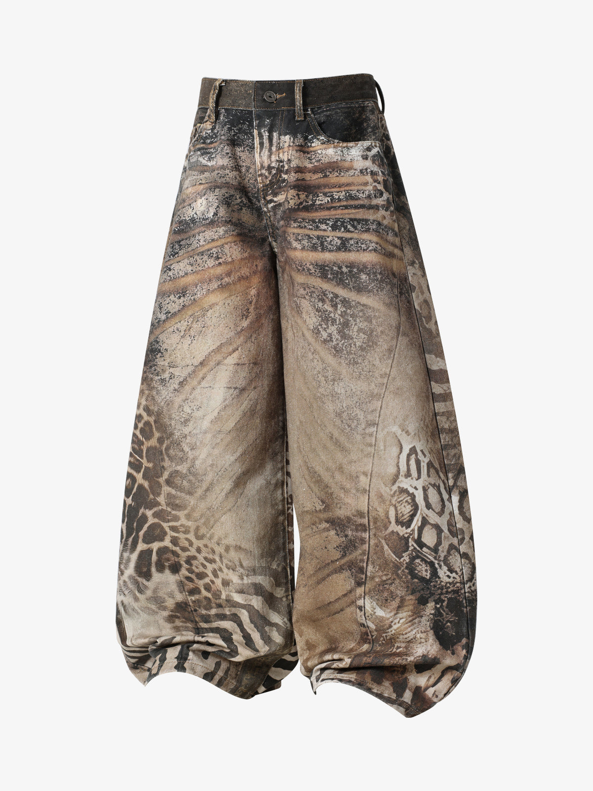 VLEX OFFICIAL ABSTRACT POSTER PRINT PANTS; Brown; front view