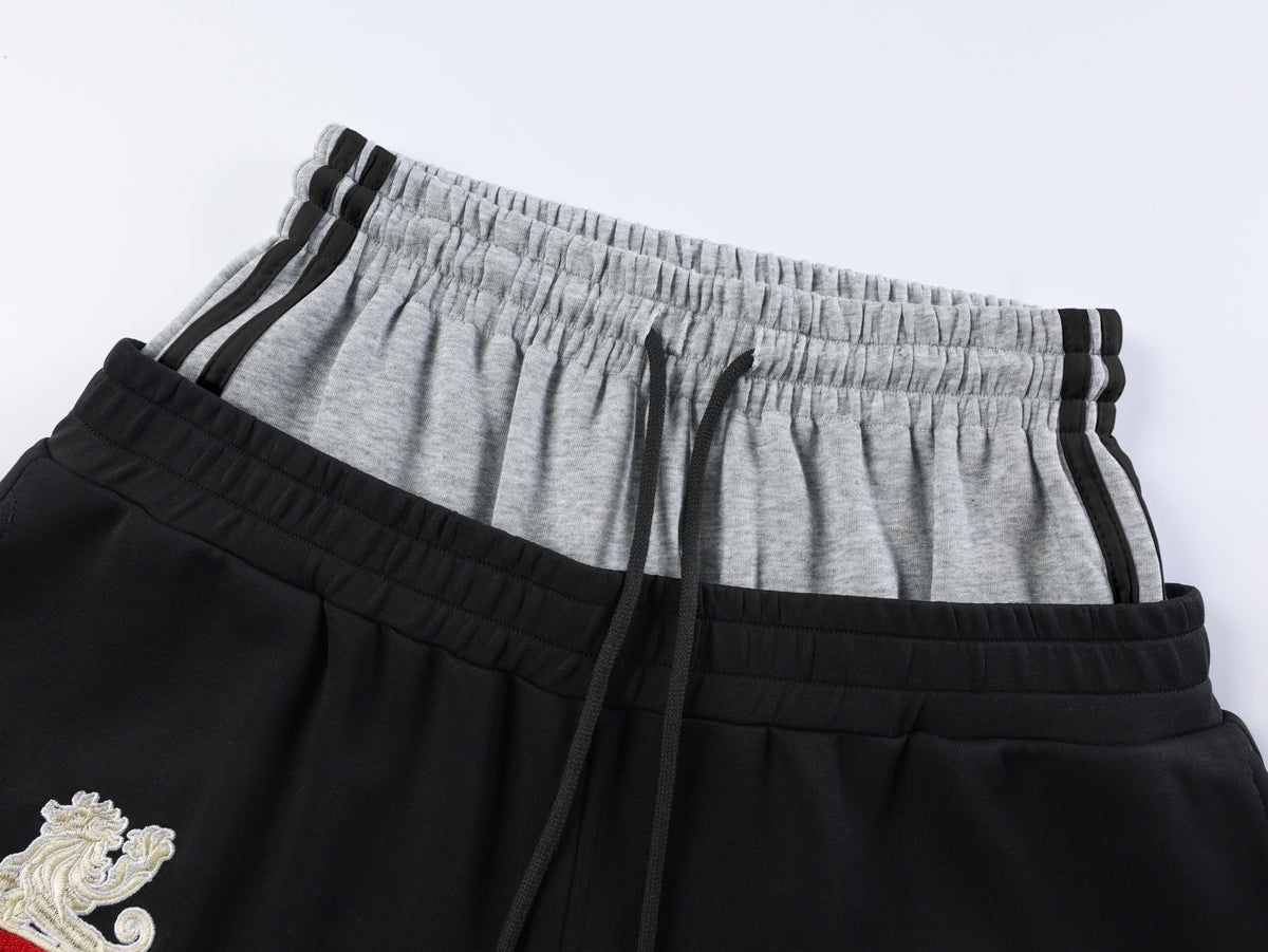 VLEX OFFICIAL RACING EMBLEM GRAPHIC SWEATPANTS; Black, Heather Gray; garment construction detail