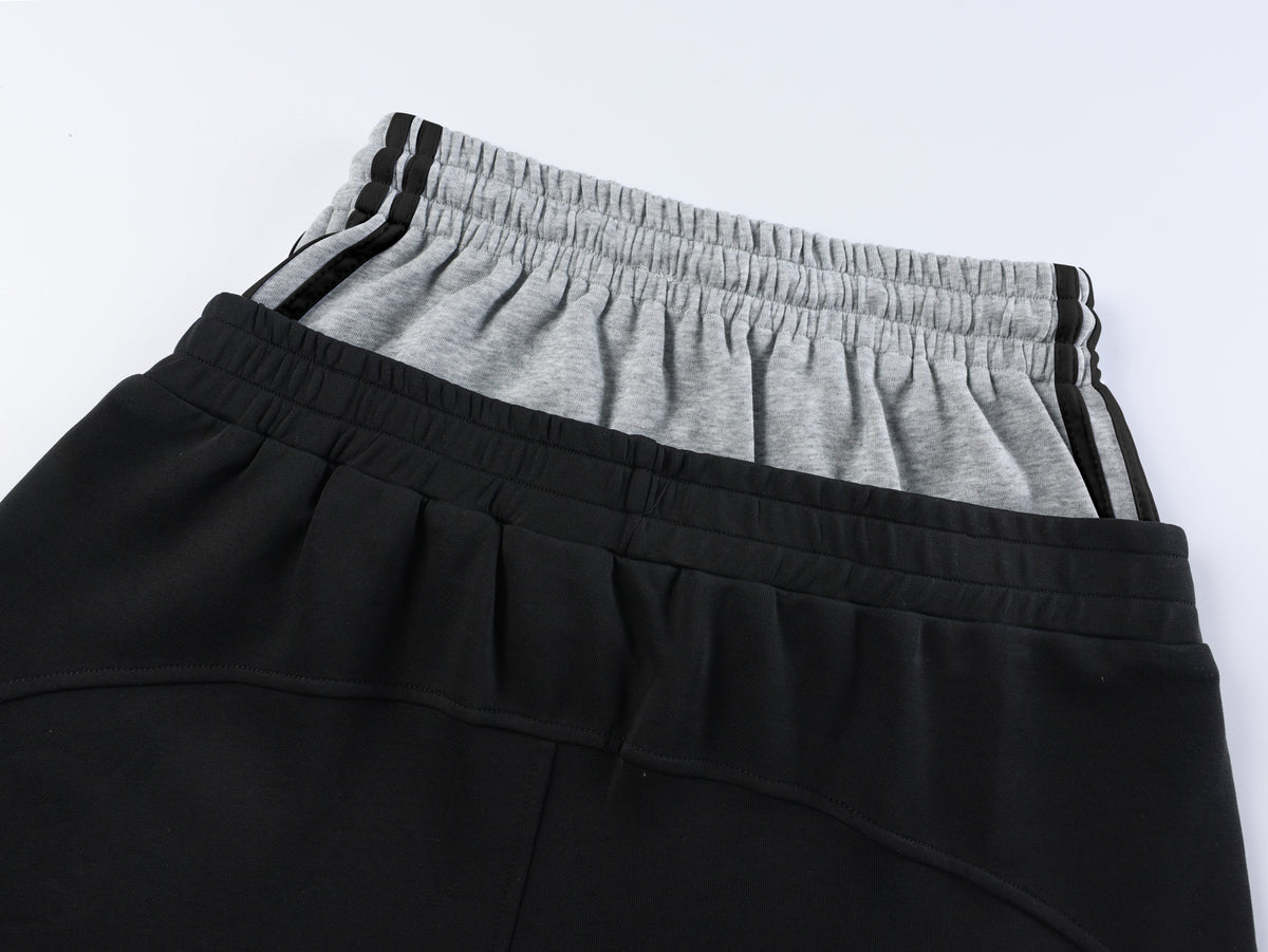 VLEX OFFICIAL RACING EMBLEM GRAPHIC SWEATPANTS; Black, Heather Gray; garment construction detail