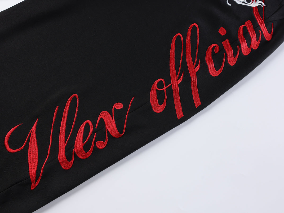 VLEX OFFICIAL RACING EMBLEM GRAPHIC SWEATPANTS; Black; design detail