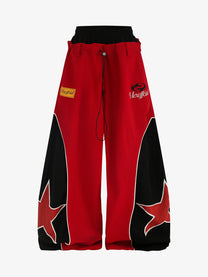 VLEX OFFICIAL STAR PANEL RACING PANTS; Red; front view