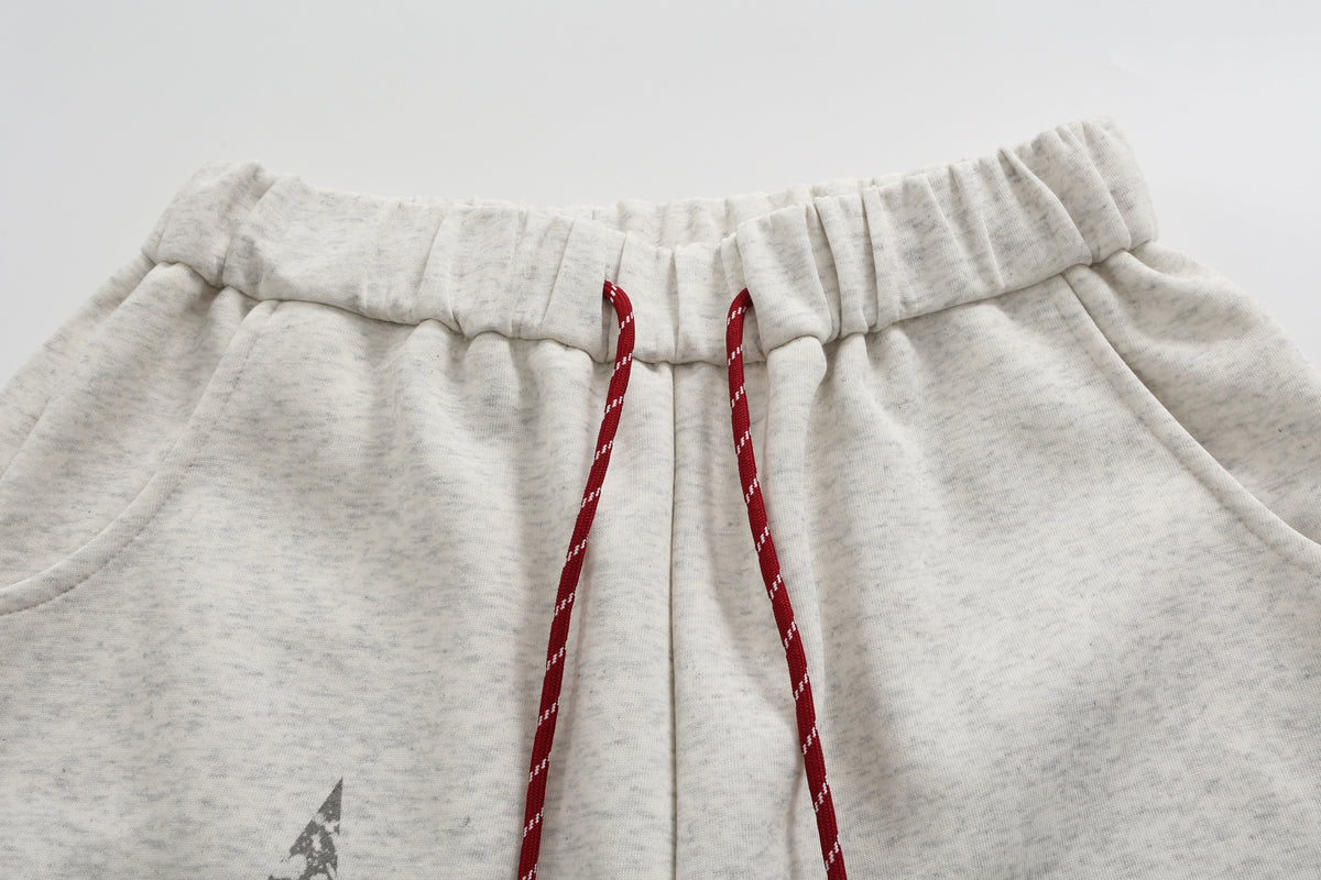 VLEX OFFICIAL HORSE PATCH GRAPHIC SWEATPANTS; Oatmeal Gray; garment construction detail
