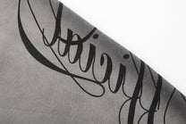 VLEX OFFICIAL SCRIPT GRAPHIC WASHED PANTS; Gradient Gray; design detail