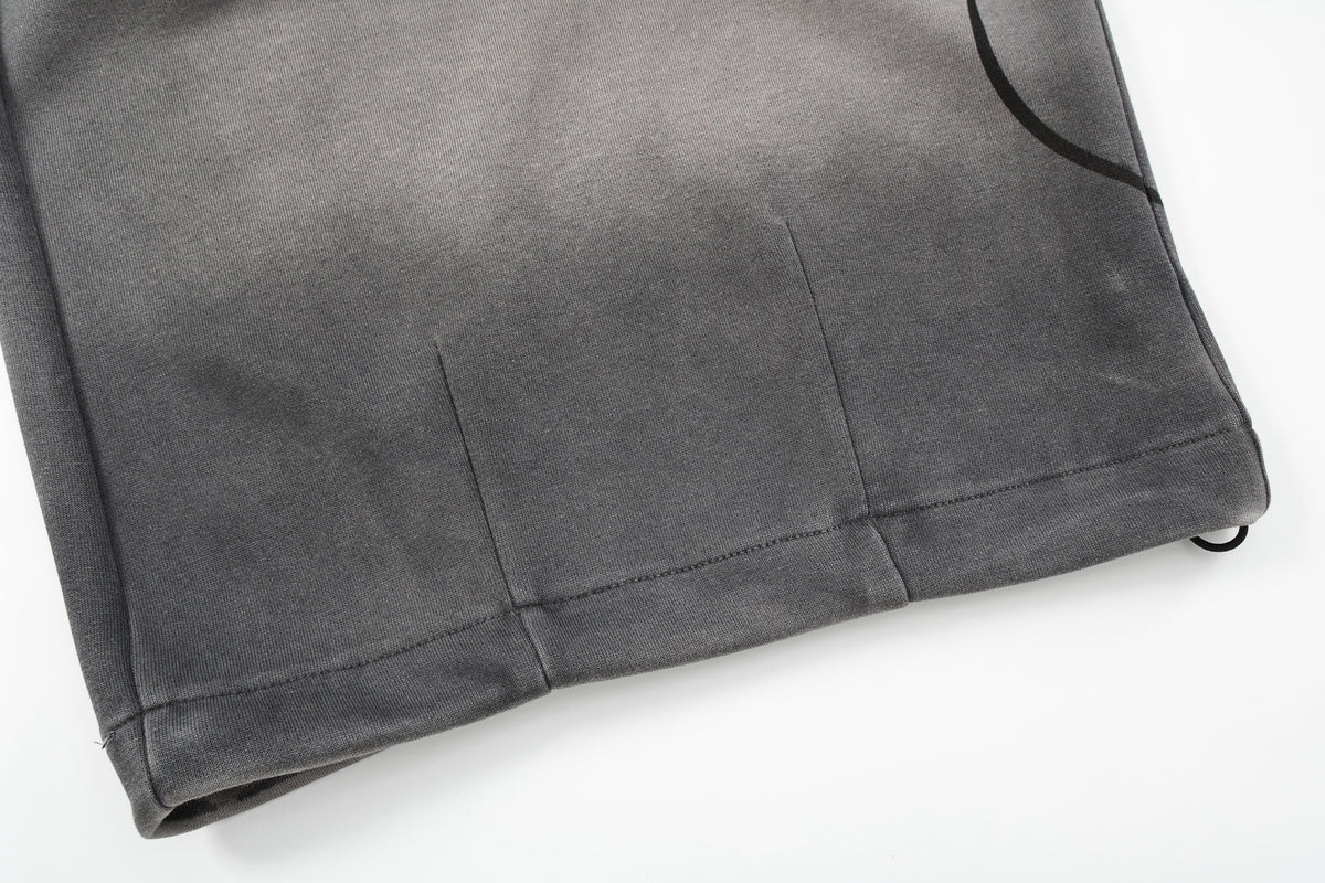 VLEX OFFICIAL SCRIPT GRAPHIC WASHED PANTS; Gradient Gray; garment construction detail