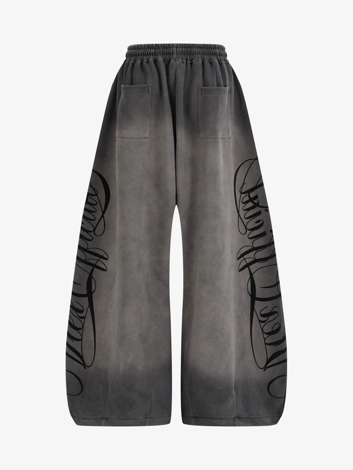 VLEX OFFICIAL SCRIPT GRAPHIC WASHED PANTS; Gradient Gray; back view