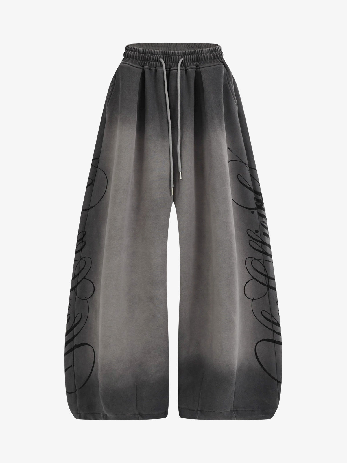 VLEX OFFICIAL SCRIPT GRAPHIC WASHED PANTS; Gradient Gray; front view