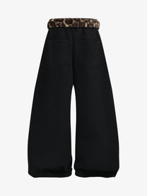VLEX OFFICIAL BELTED WAIST WIDE PANTS; Black; back view