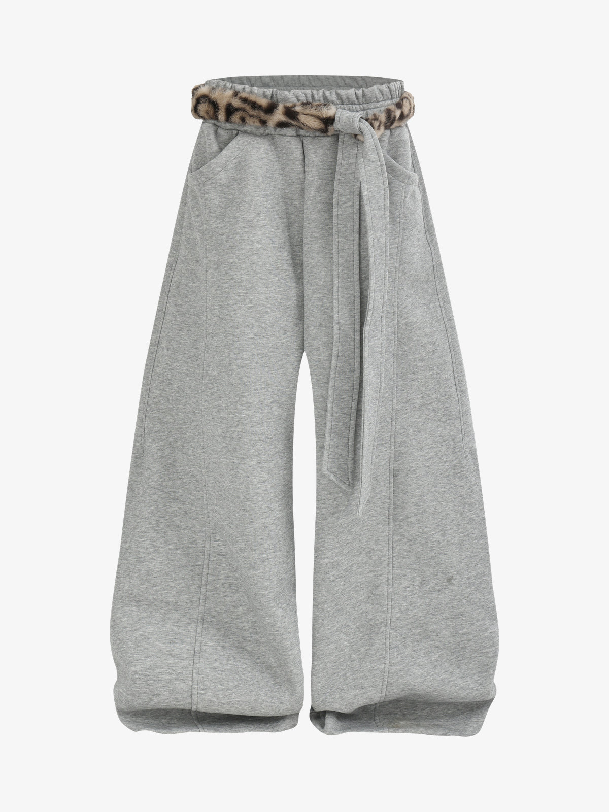VLEX OFFICIAL BELTED WAIST WIDE PANTS; Gray; front view